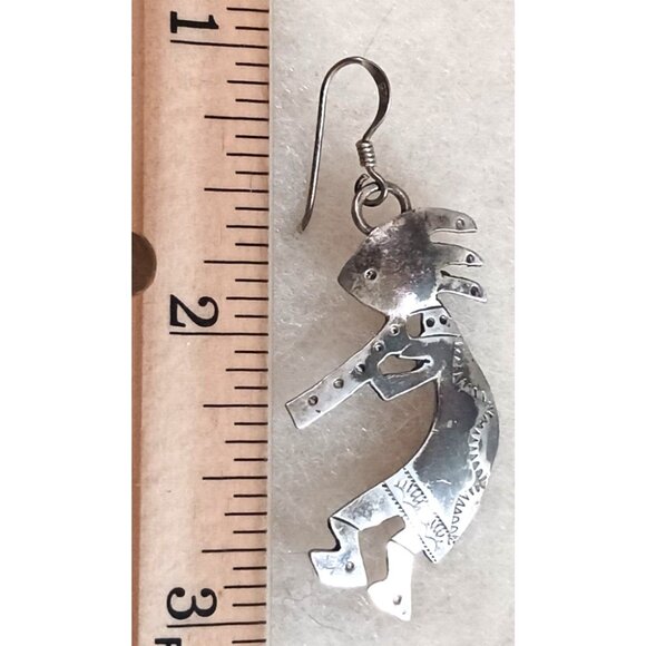 Native American Louise Yazzie Kokopelli Earrings (1138) - Picture 3 of 4